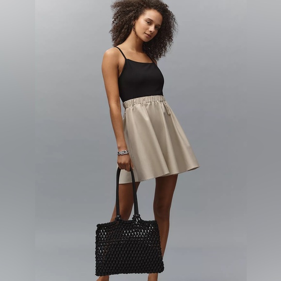 navy blue dress for baby girl By Anthropologie Plunge Drop-Waist A-Line Mini Dress main image 1